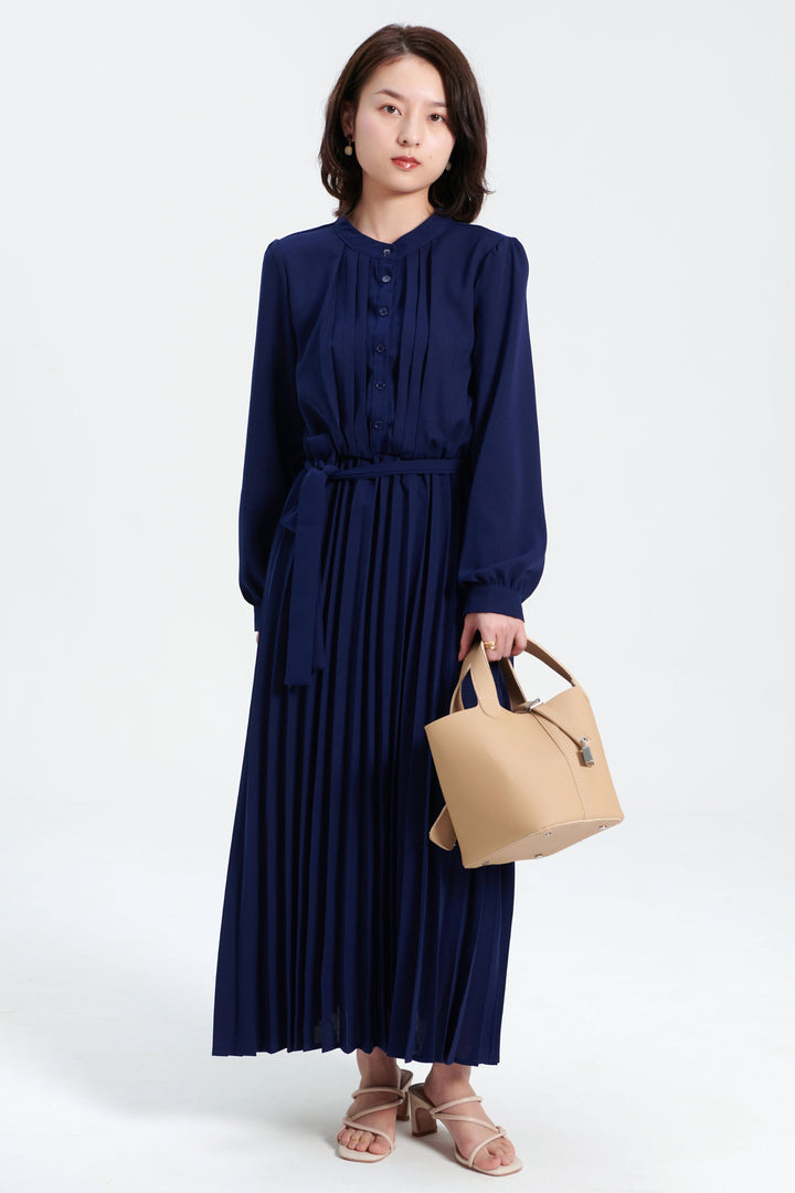 Janet | Puff Sleeve Pleated Maxi Dress