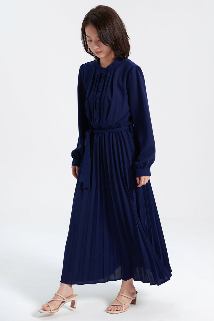 Janet | Puff Sleeve Pleated Maxi Dress