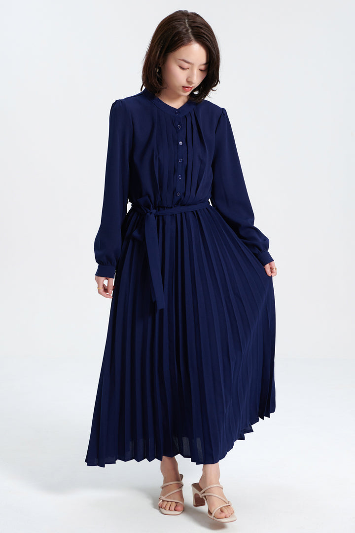 Janet | Puff Sleeve Pleated Maxi Dress