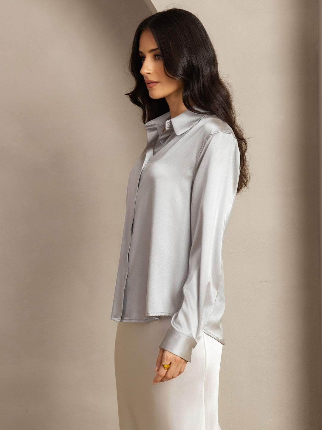 Catherine | Pure Silk Lapel Blouse