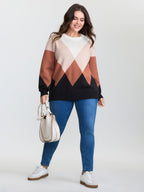 Diamond Colorblock Jacquard Pullover