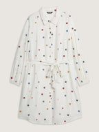 Colorful Floral Embroidery Pockets Midi Dress