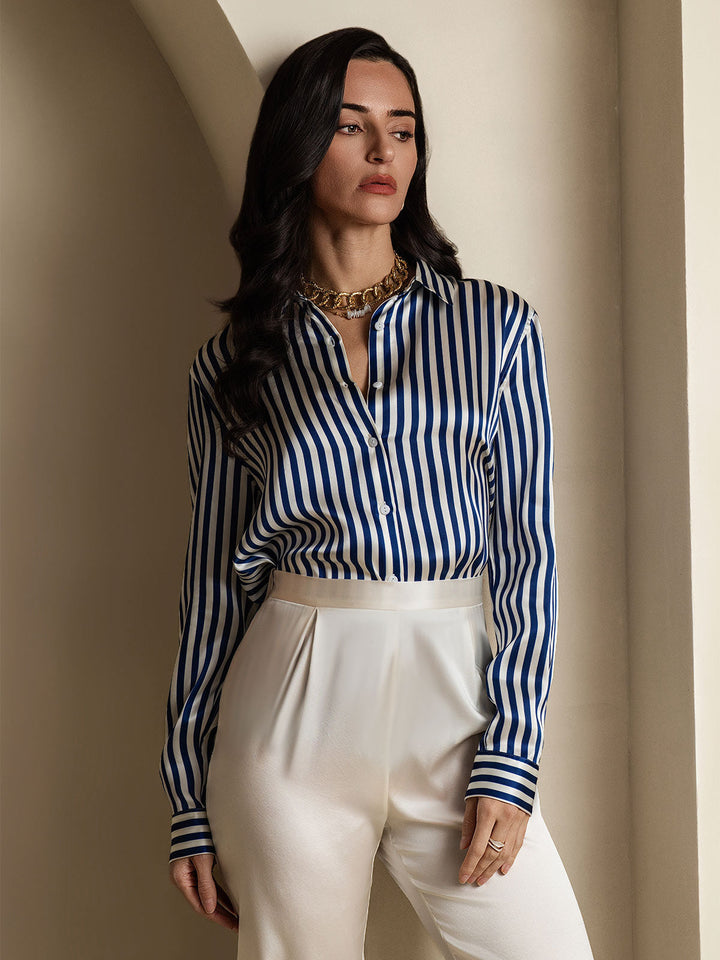 Catherine | Pure Silk Lapel Blouse