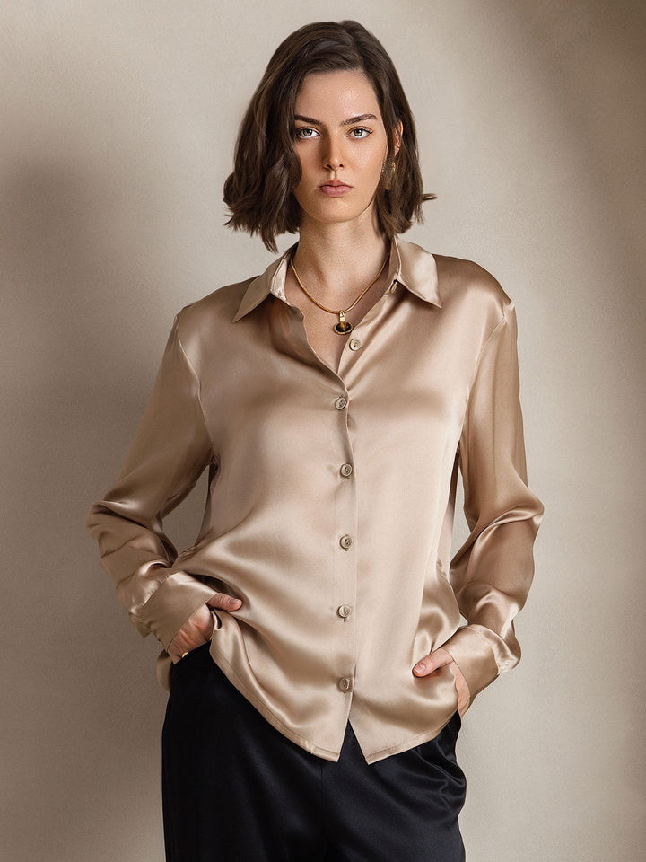 Catherine | Pure Silk Lapel Blouse
