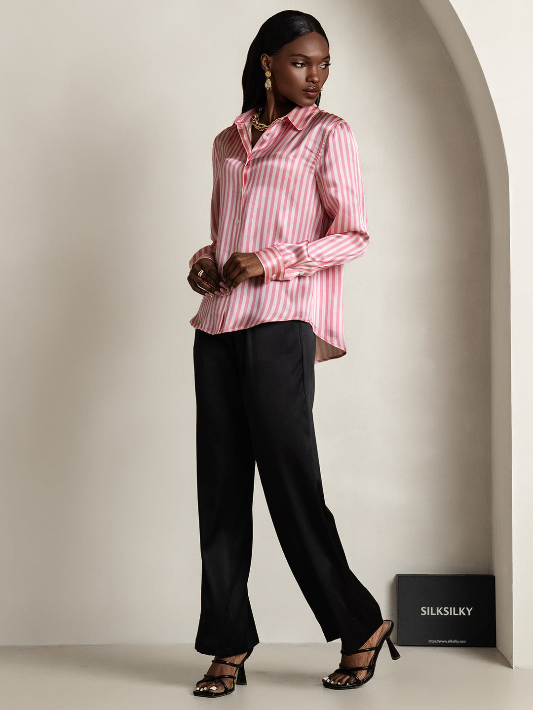 Catherine | Pure Silk Lapel Blouse