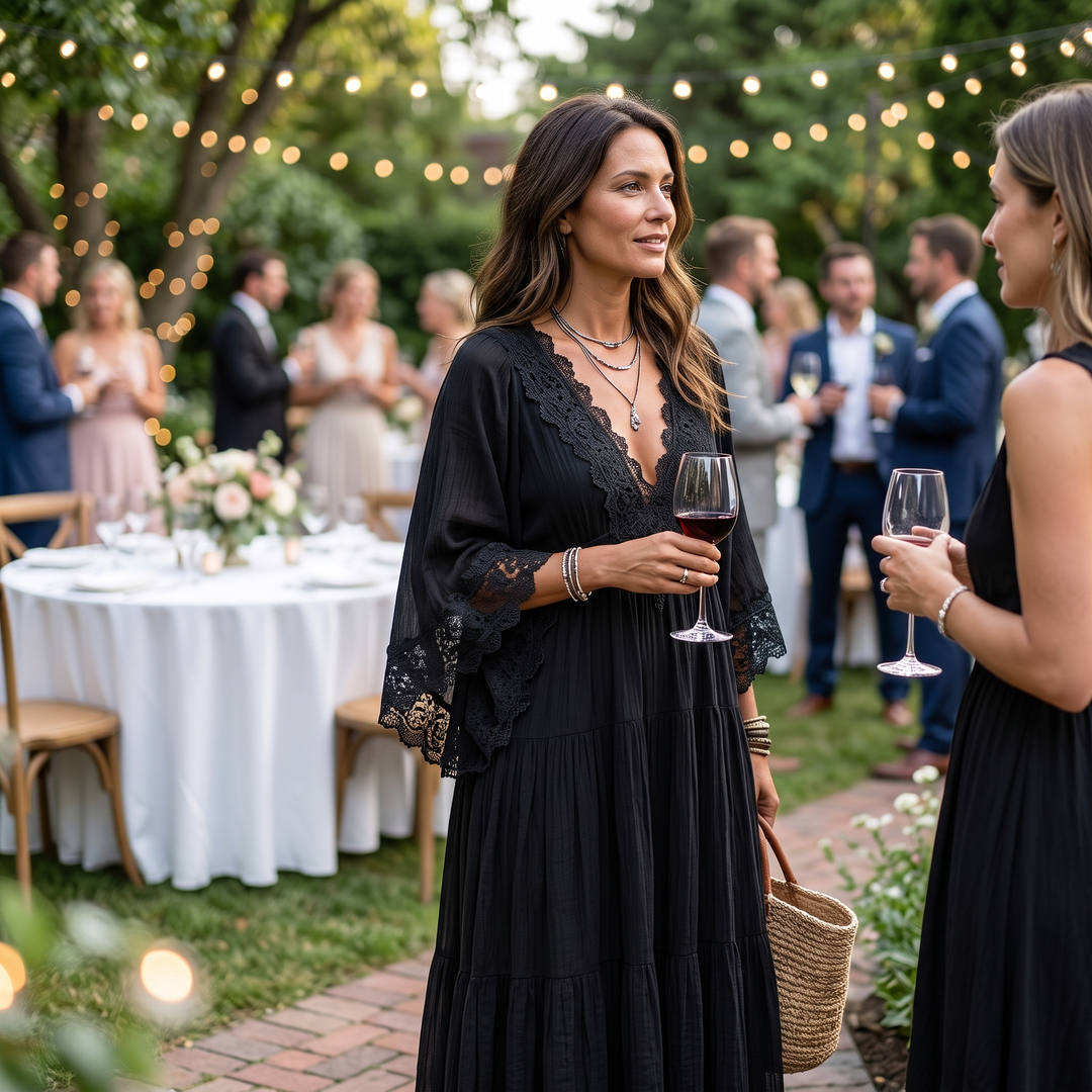 Diane | Lace Batwing Chiffon Maxi Dress