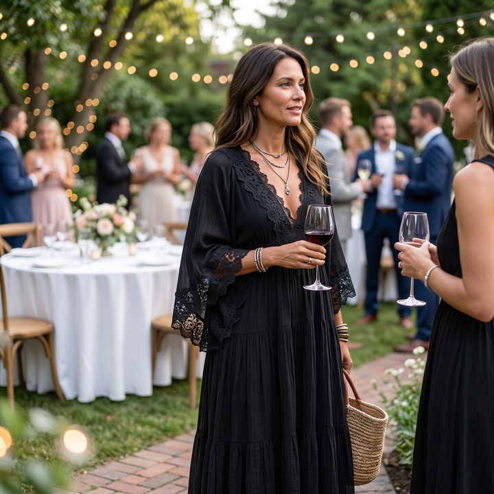 Diane | Lace Batwing Chiffon Maxi Dress