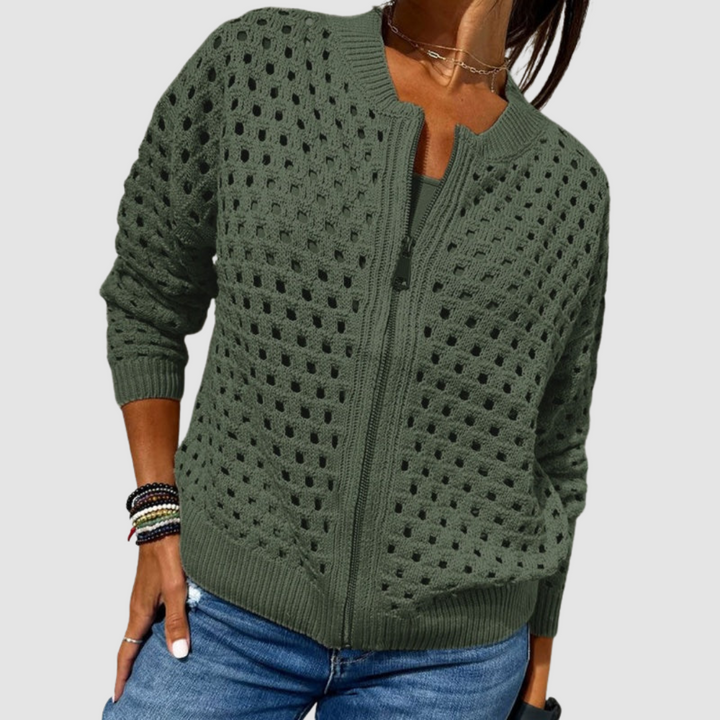 Margaret | Open-Front Hollow Knit Cardigan