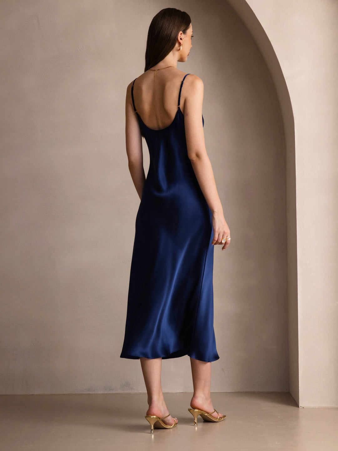Rachel | Spaghetti Strap Silk Midi Dress
