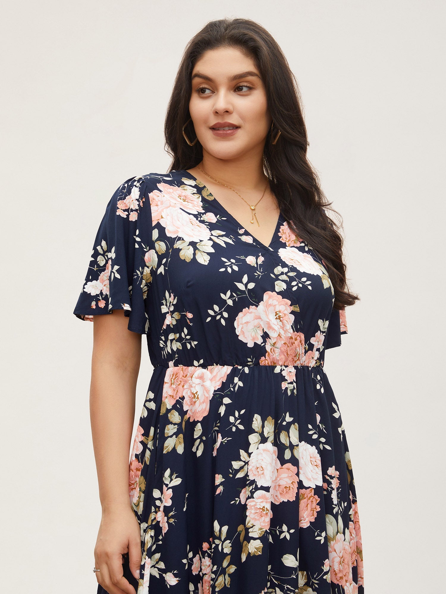 Bloom Dress - Flutter Sleeve Ditsy Floral Pocket Split Maxi Dress