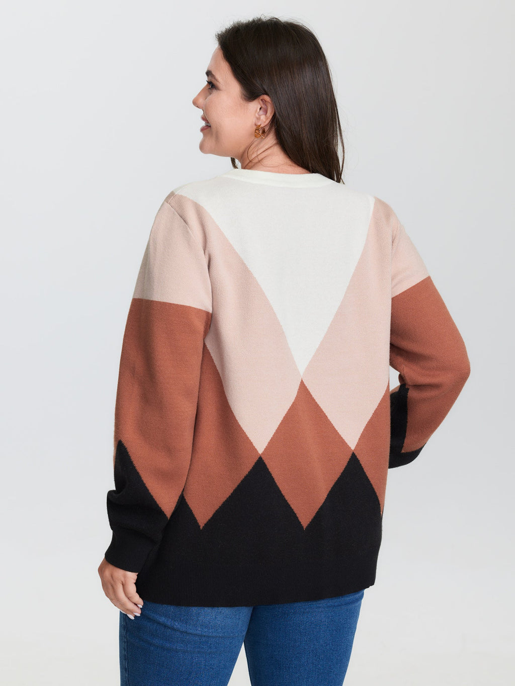 Diamond Colorblock Jacquard Pullover