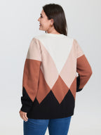 Diamond Colorblock Jacquard Pullover