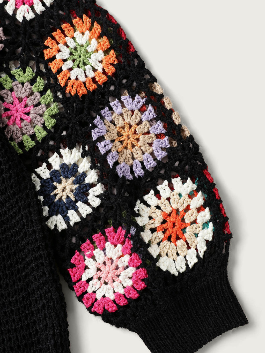 Crochet Floral Drop Shoulder Cut Out Cardigan