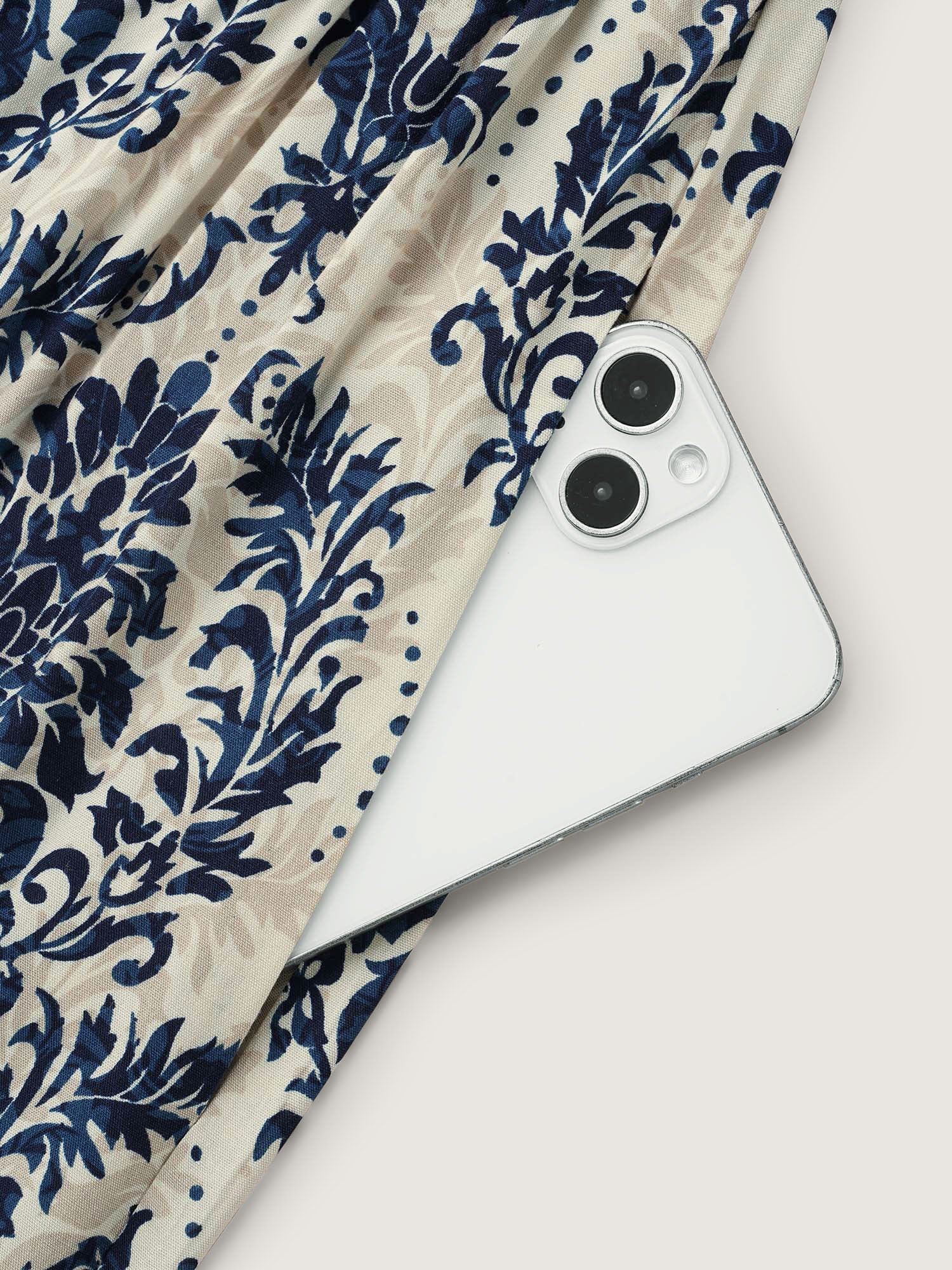 Boho Print Notched Tie Knot Maxi Dress