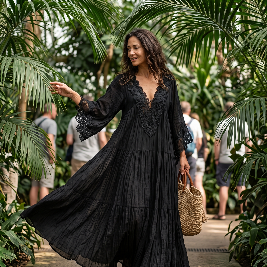 Diane | Lace Batwing Chiffon Maxi Dress