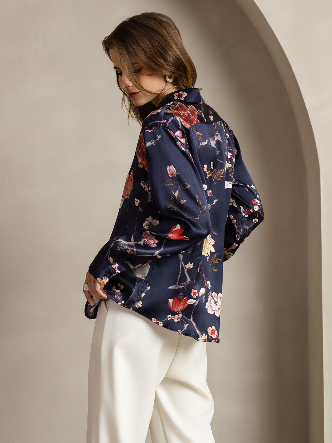 Catherine | Pure Silk Lapel Blouse