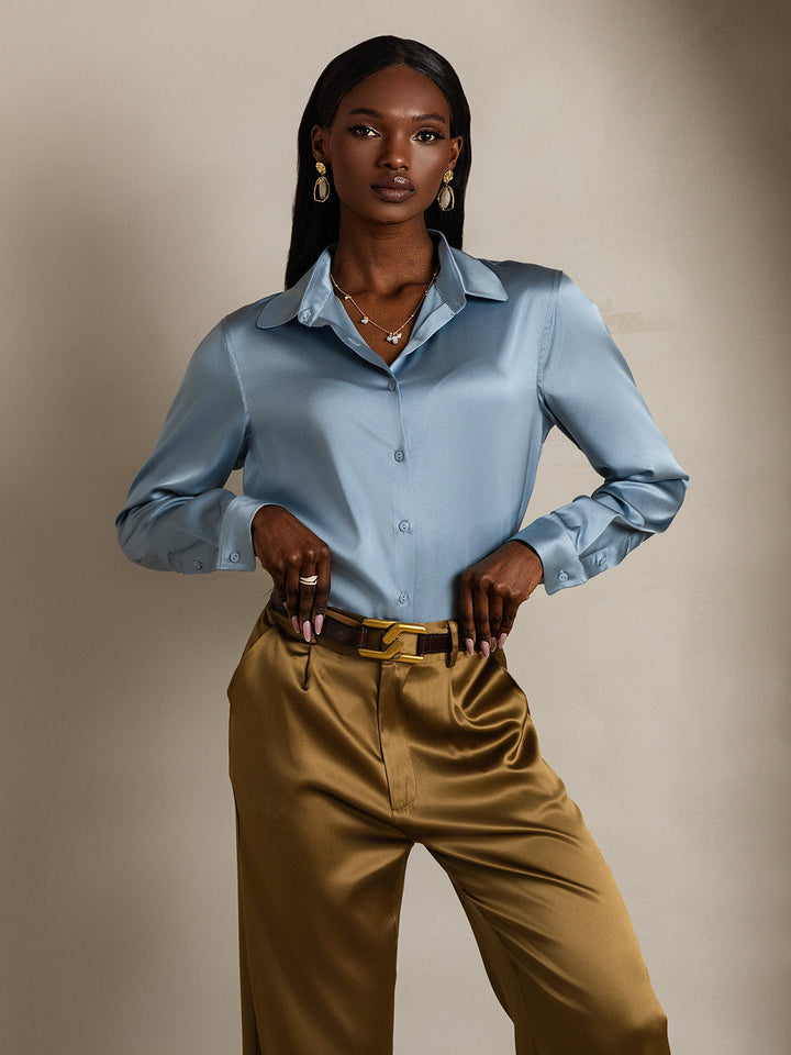 Catherine | Pure Silk Lapel Blouse