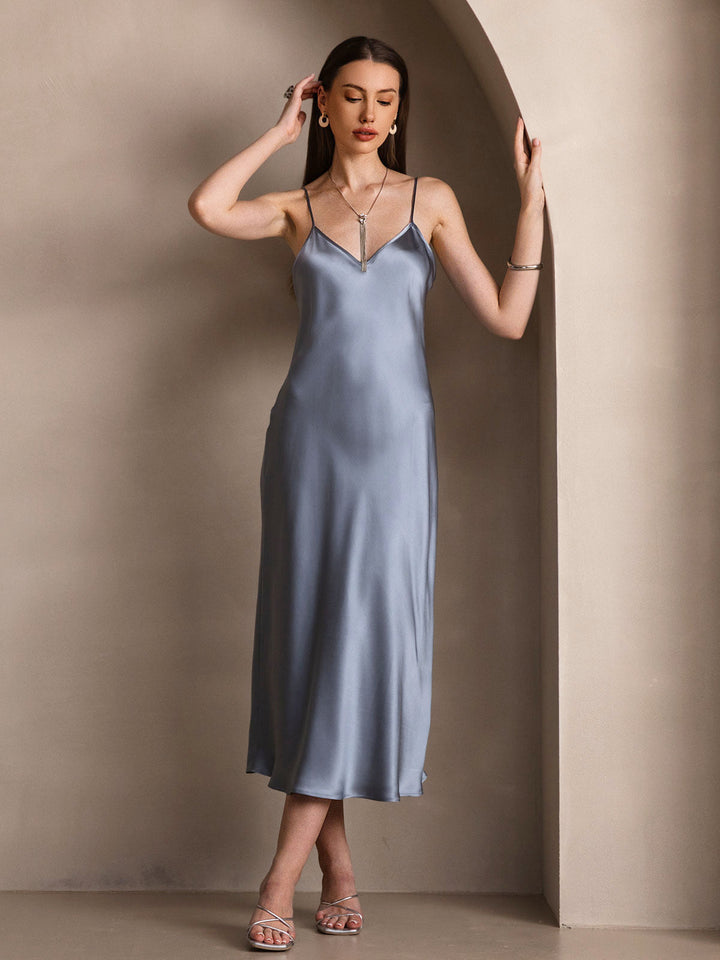 Rachel | Spaghetti Strap Silk Midi Dress