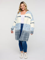Colorblock Hooded Textured Knit Cardigan