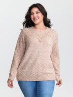 Cut-Out Textured Ribbed Hem Pullover