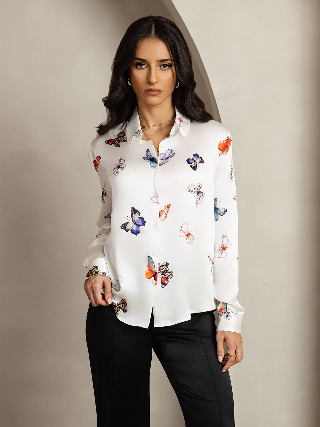 Catherine | Pure Silk Lapel Blouse