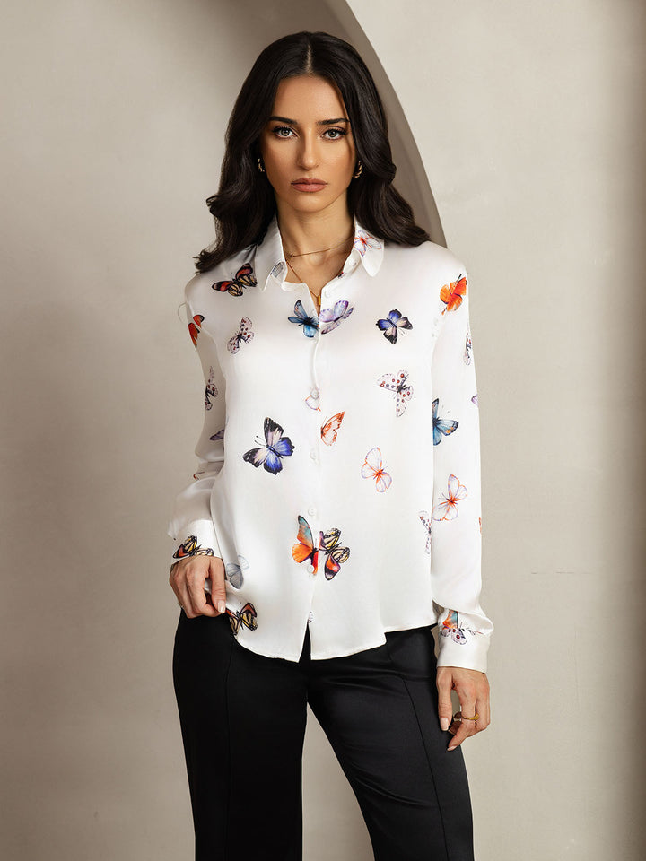 Catherine | Pure Silk Lapel Blouse