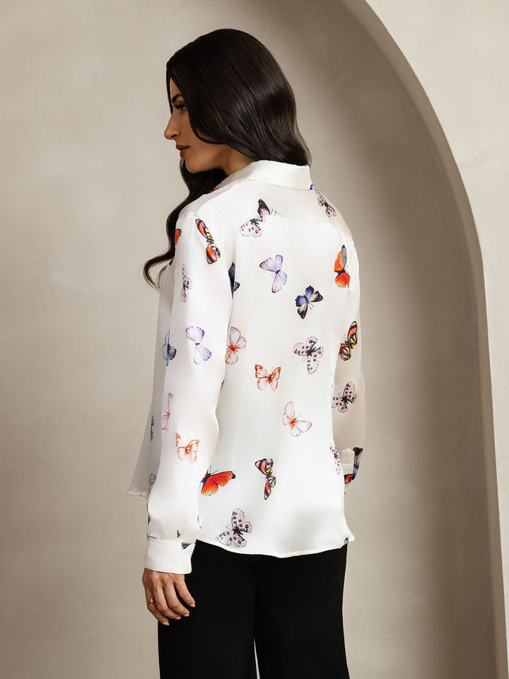 Catherine | Pure Silk Lapel Blouse