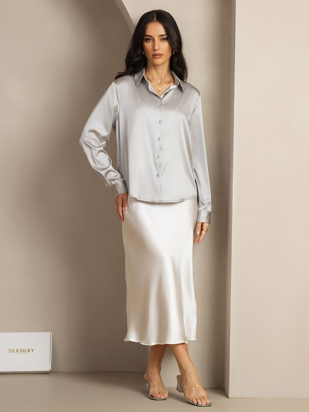 Catherine | Pure Silk Lapel Blouse