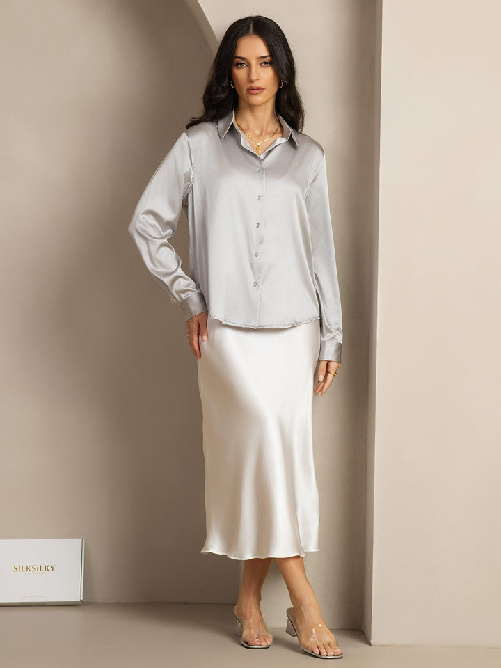 Catherine | Pure Silk Lapel Blouse
