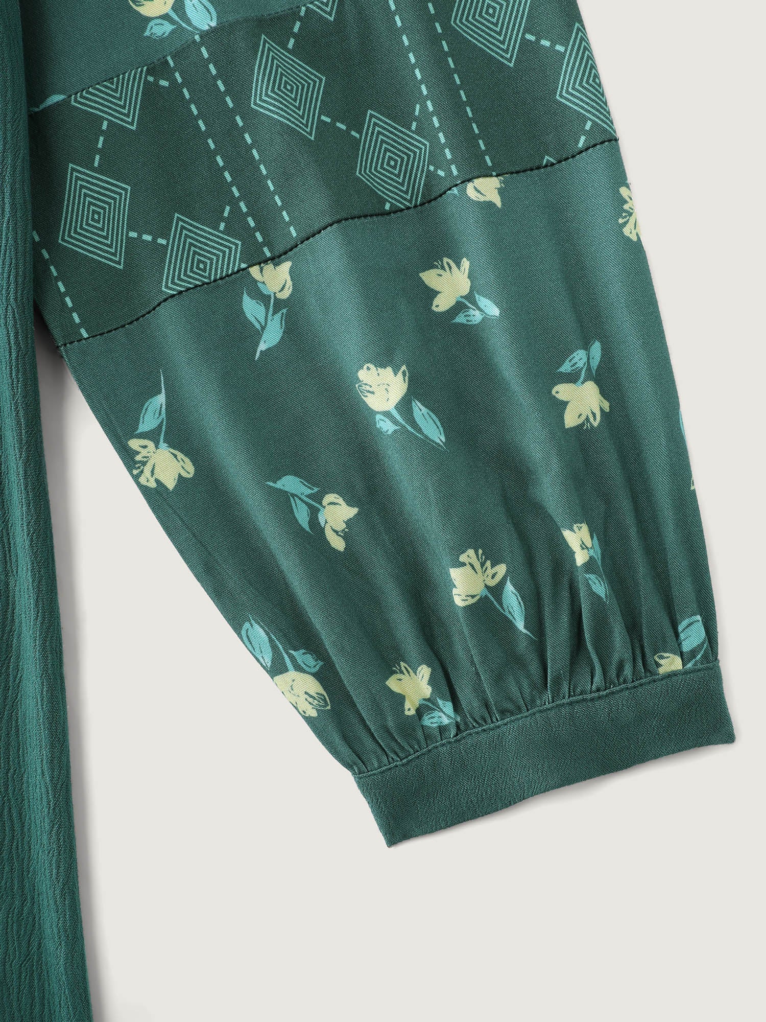 Floral Print Contrast Drawstring Midi Dress