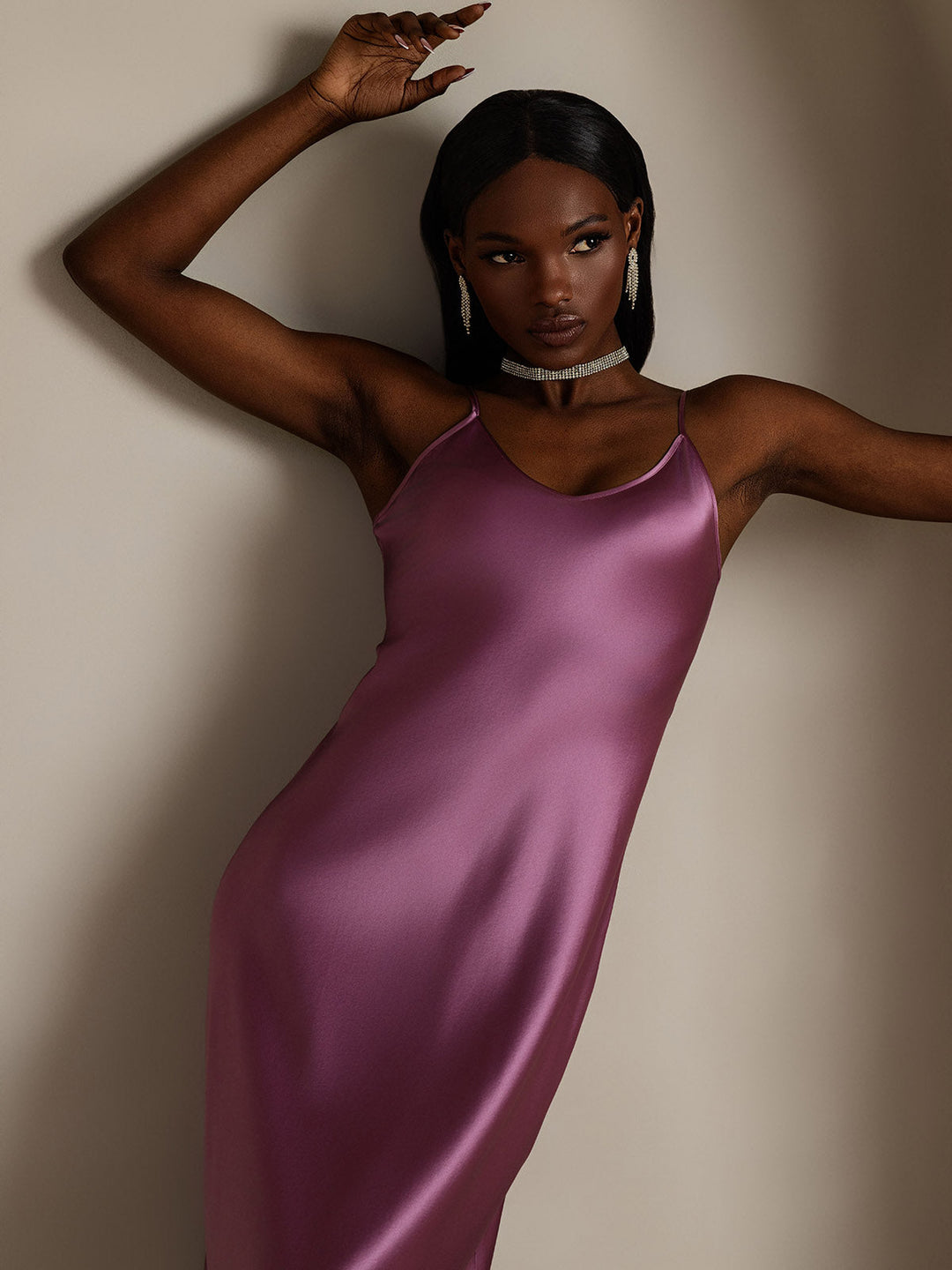 Rachel | Spaghetti Strap Silk Midi Dress