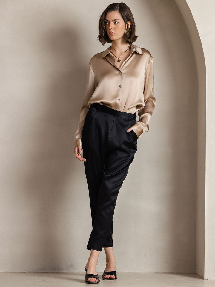 Catherine | Pure Silk Lapel Blouse