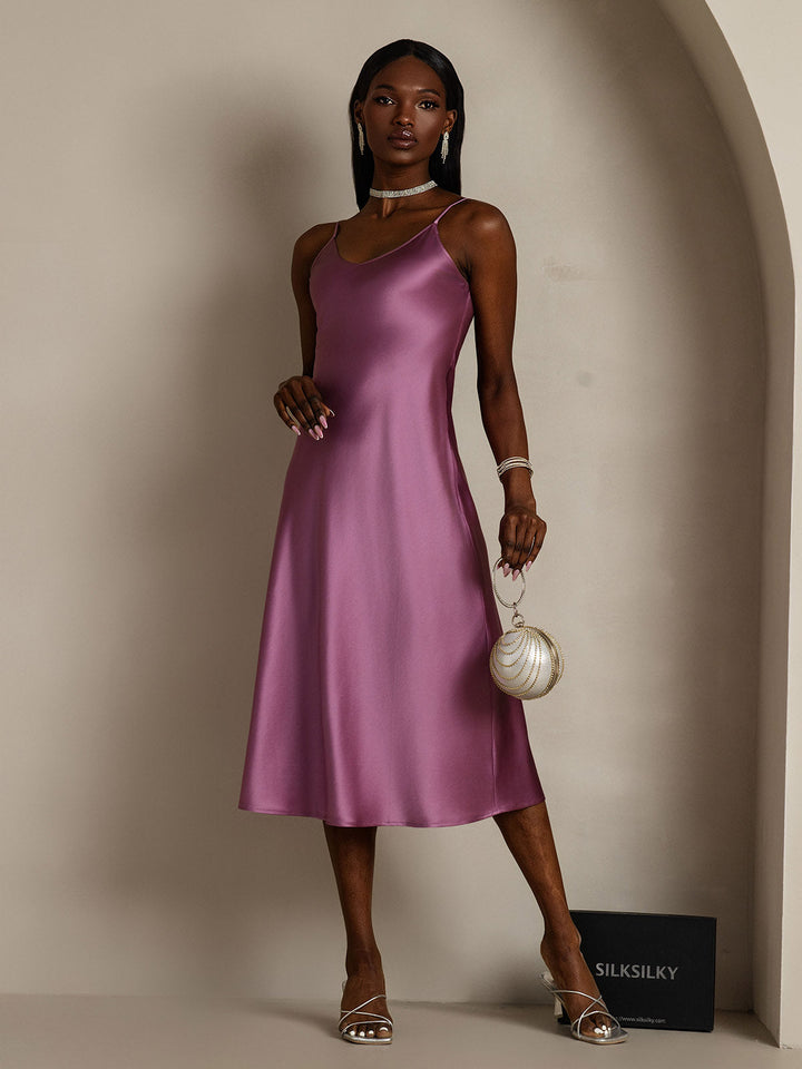 Rachel | Spaghetti Strap Silk Midi Dress