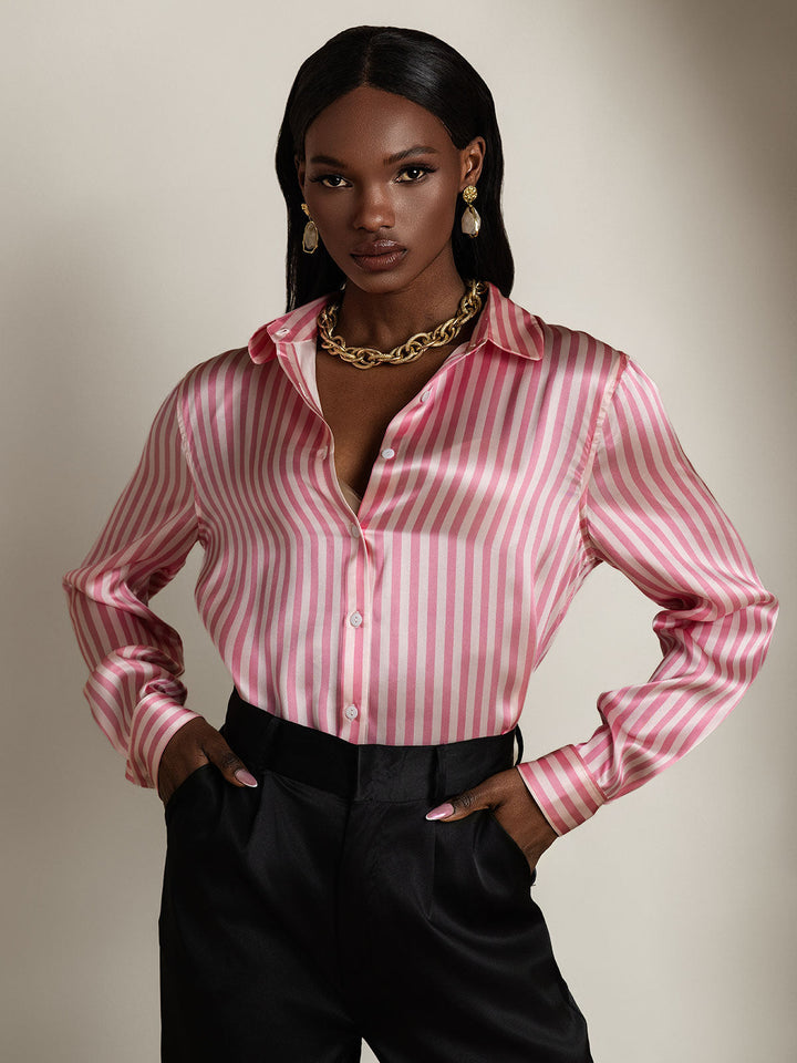 Catherine | Pure Silk Lapel Blouse