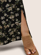 Ditsy Floral Ties Split Hem Wide Leg Pants