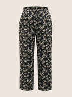 Ditsy Floral Ties Split Hem Wide Leg Pants