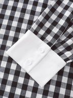 Checkered Pattern Color Contrast Shirt Midi Dress