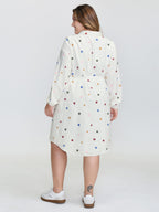 Colorful Floral Embroidery Pockets Midi Dress