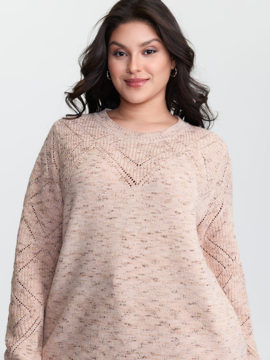 Cut-Out Textured Ribbed Hem Pullover