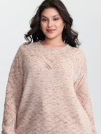 Cut-Out Textured Ribbed Hem Pullover