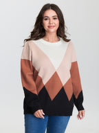 Diamond Colorblock Jacquard Pullover