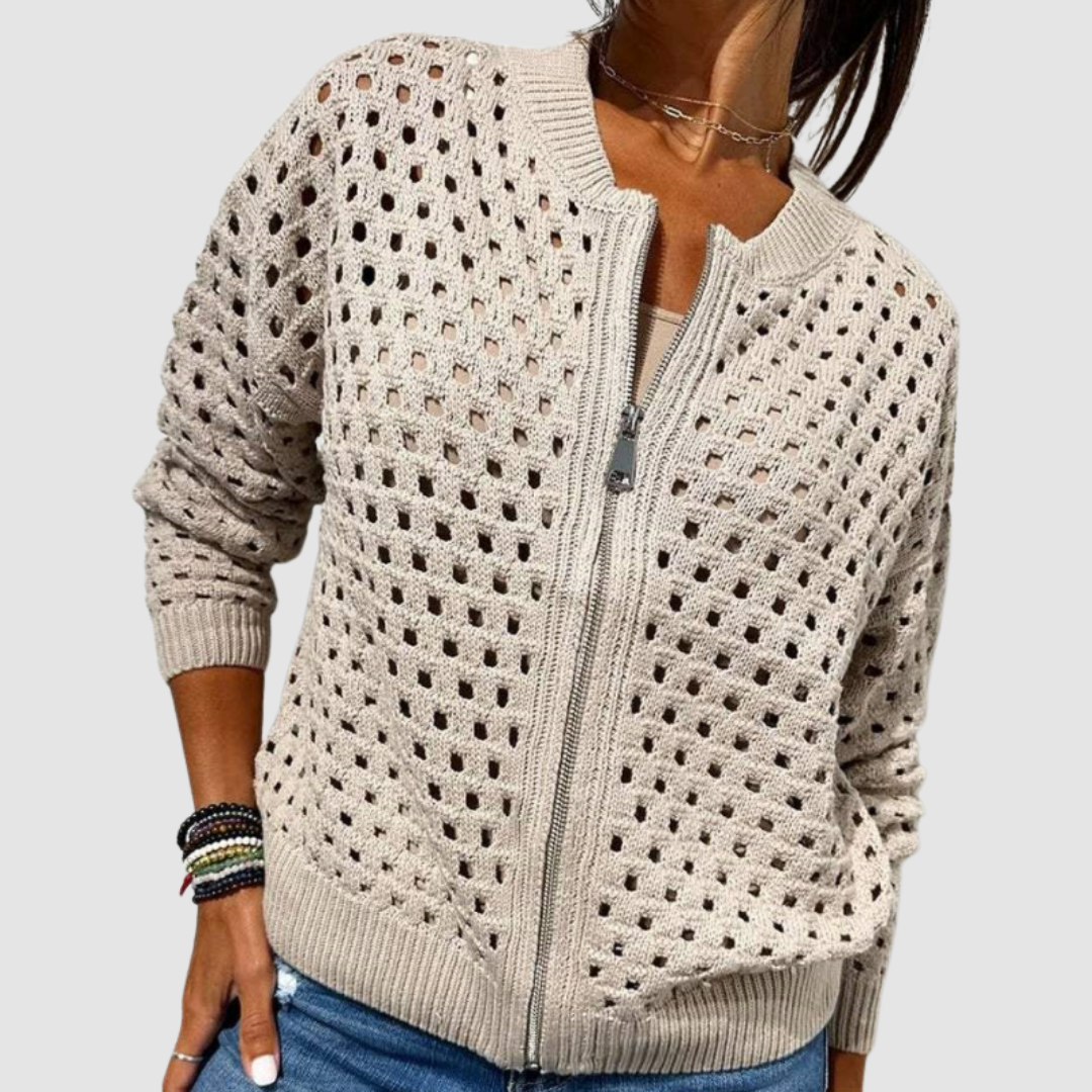 Margaret | Open-Front Hollow Knit Cardigan