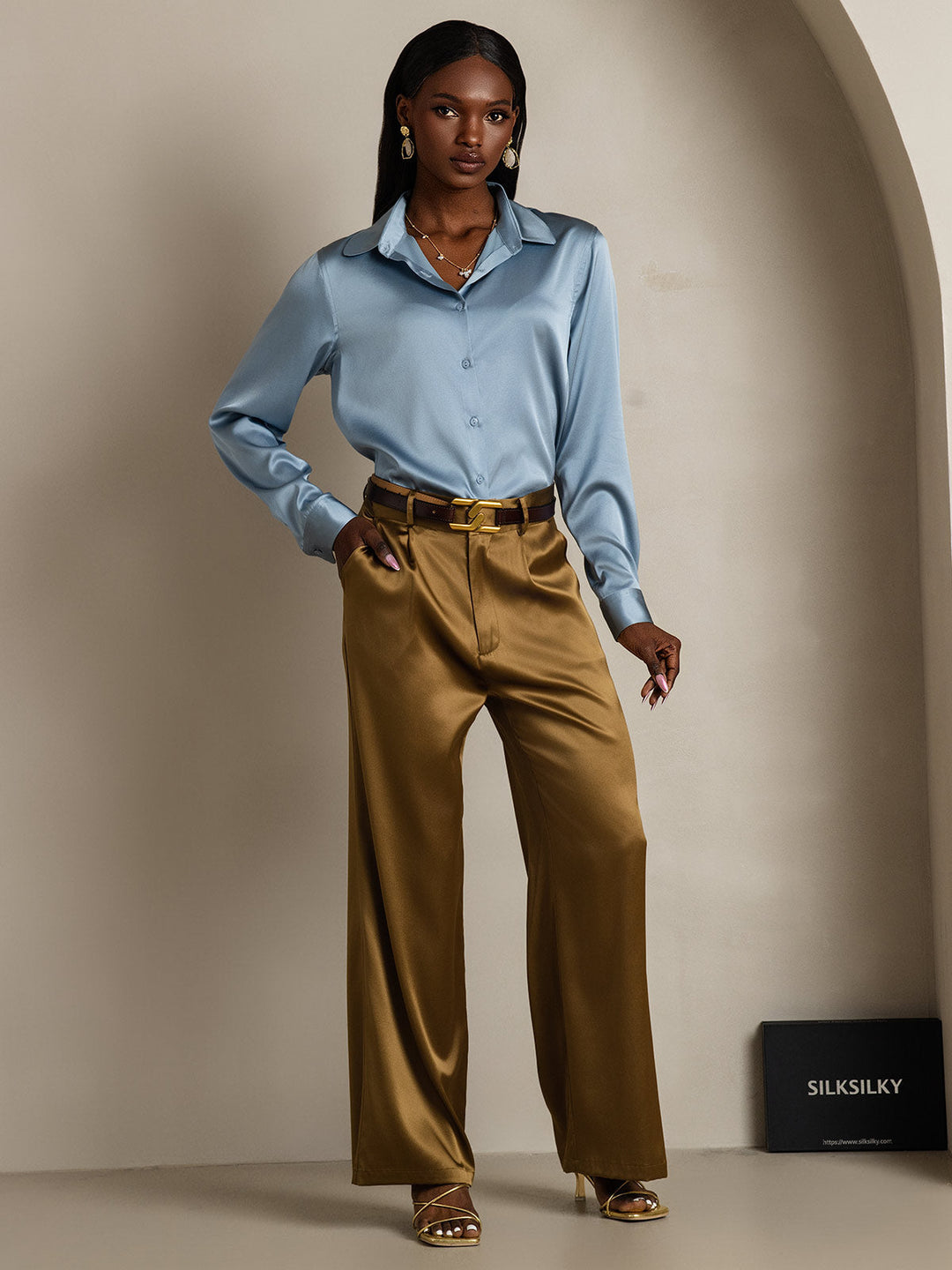 Catherine | Pure Silk Lapel Blouse