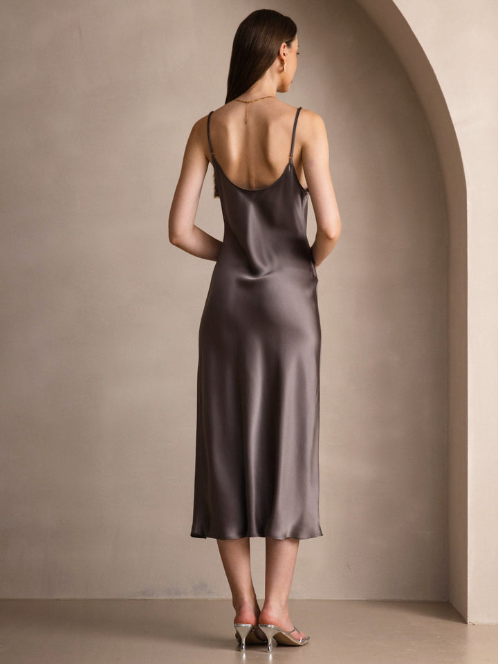 Rachel | Spaghetti Strap Silk Midi Dress