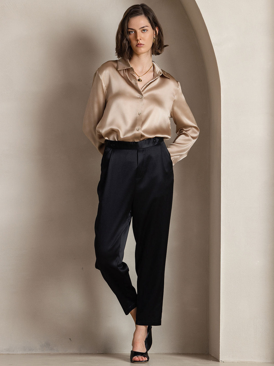 Catherine | Pure Silk Lapel Blouse