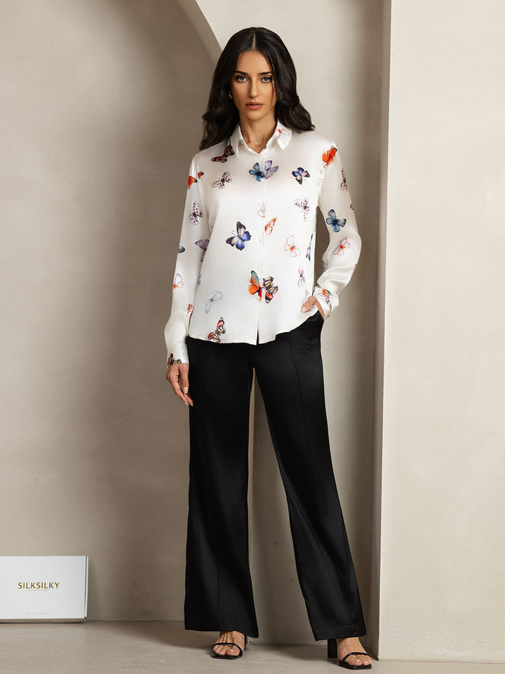 Catherine | Pure Silk Lapel Blouse