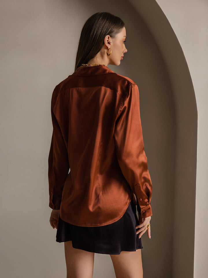 Catherine | Pure Silk Lapel Blouse