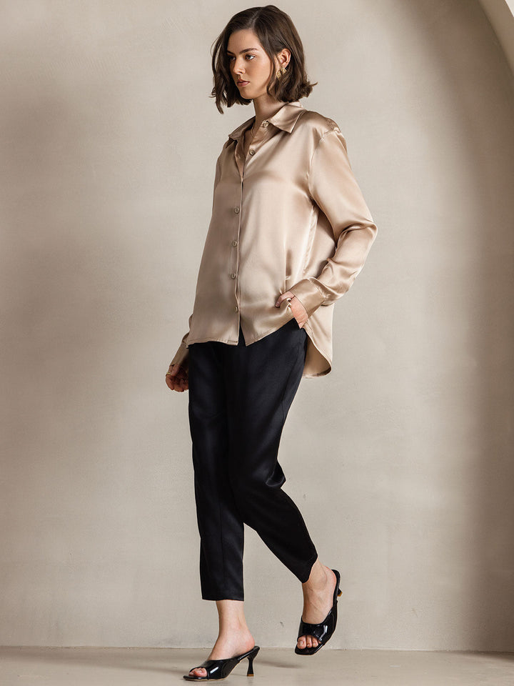 Catherine | Pure Silk Lapel Blouse