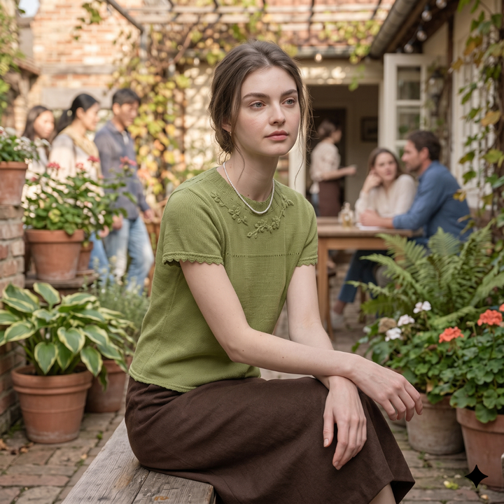 Caroline | Lace Embroidered Knit Top