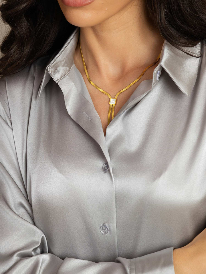 Catherine | Pure Silk Lapel Blouse